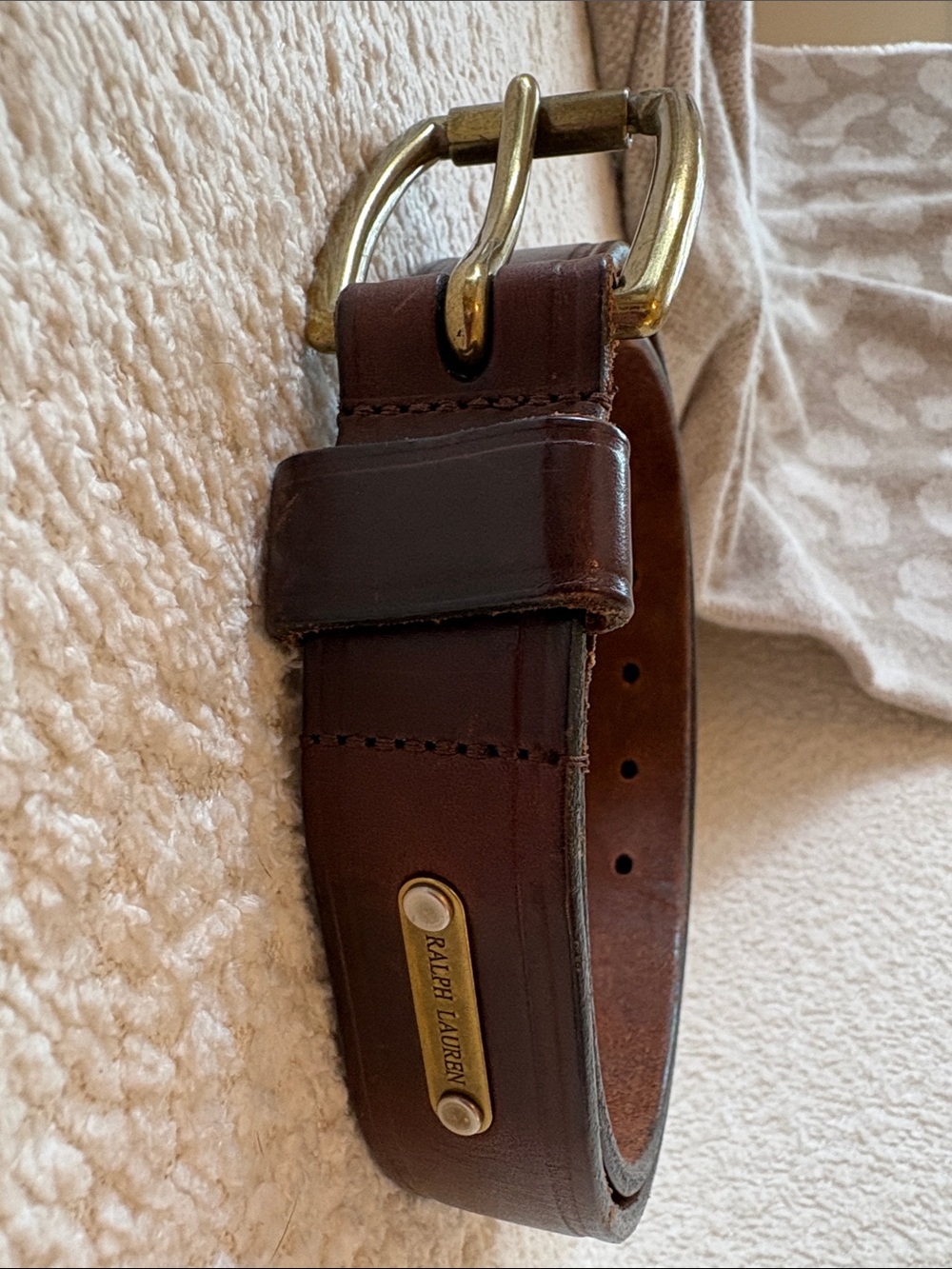 Ralph Lauren Brown Leather Men’s Belt with Brass Hardware